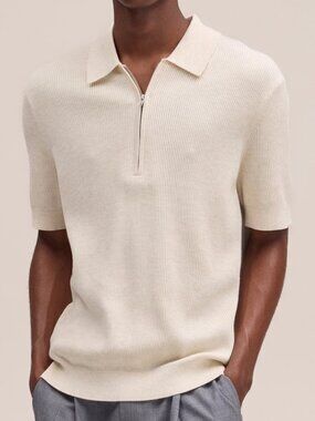 Nn.07 Ivory Hansie 6600 Organic Cotton Quarter-Zip Sweater Polo XL Quiet Luxury